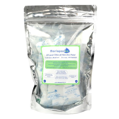 Marispacks 100 g x 5 adet silikajel nem alıcı paket (nonwoven, metalize doypack ambalajda)