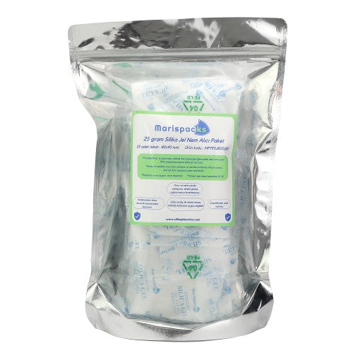 Marispacks 25 g x 25 adet silikajel nem alıcı paket (nonwoven, metalize doypack ambalajda)