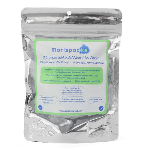 Marispacks 0,5 g x 100 silikajel nem alıcı paket (aihua paper, metalize doypack ambalajda)
