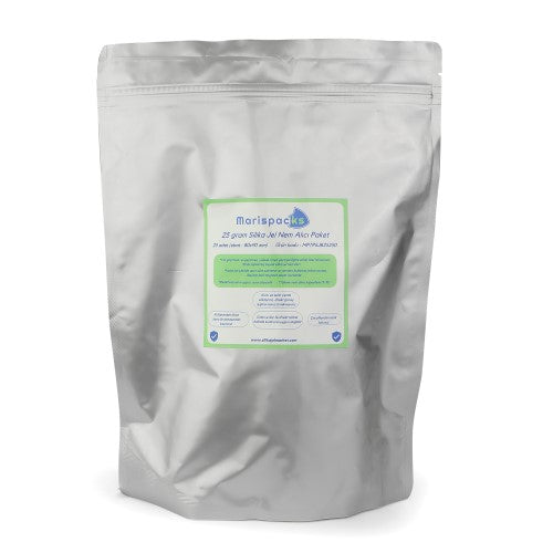 Marispacks 25 g x 25 adet silikajel nem alıcı paket (nonwoven, aluminyum doypack ambalajda)