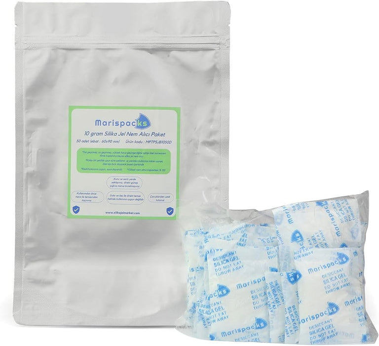 Marispacks 10 g silikajel nem alıcı paket (nonwoven, aluminyum doypack ambalajda)