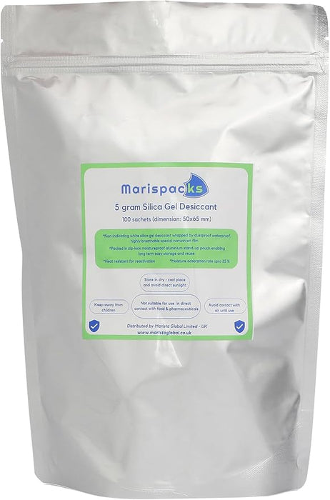 Marispacks 5 g silikajel nem alıcı paket (nonwoven, aluminyum doypack ambalajda)