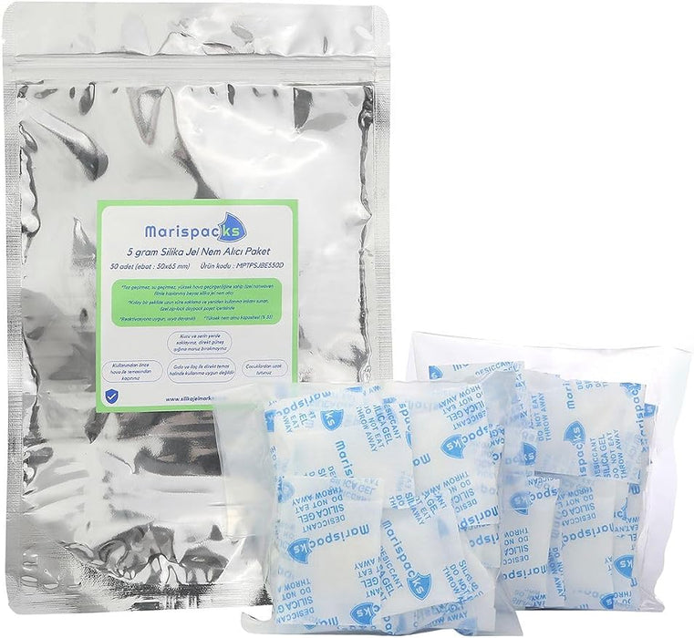 Marispacks 5 g adet silikajel nem alıcı paket (nonwoven, metalize doypack ambalajda)