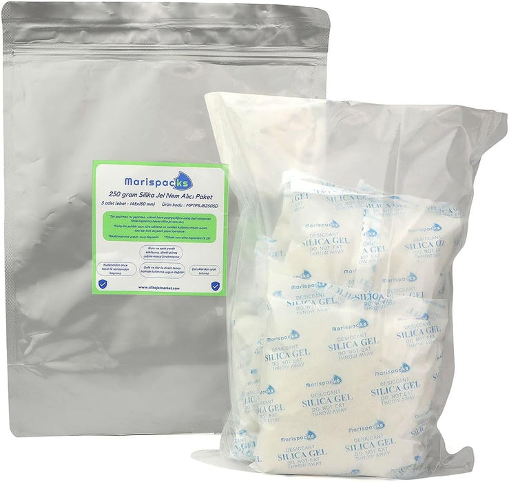 Marispacks 250 g adet silikajel nem alıcı paket  (nonwoven, aluminyum doypack ambalajda)